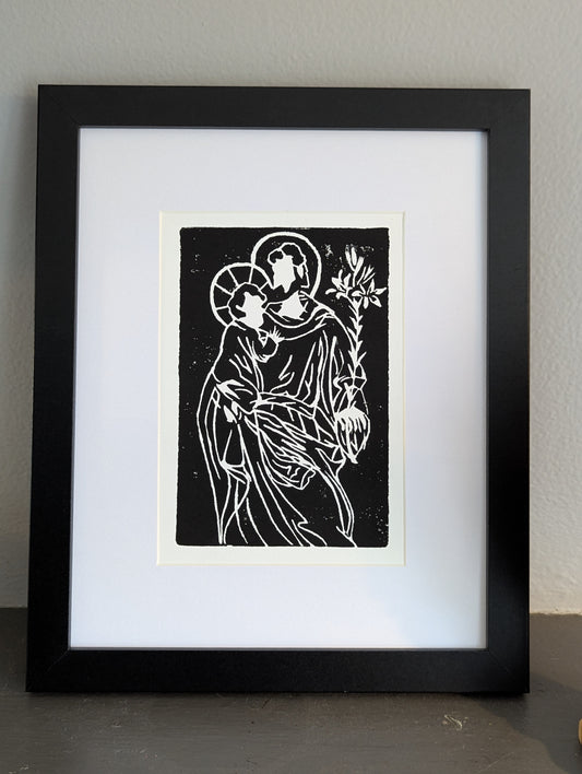 St Joseph and the Child Jesus - Handmade Print (PREORDER)