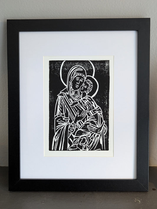 Virgin Mary and the Child Jesus - Handmade Print (PREORDER)